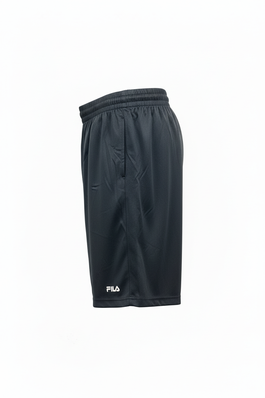 Fila black performance heather shorts, side view