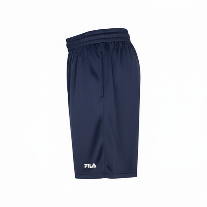 Fila navy shorts, side view