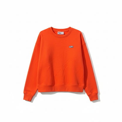 Fila Stina orange crew sweatshirt with small logo, flat