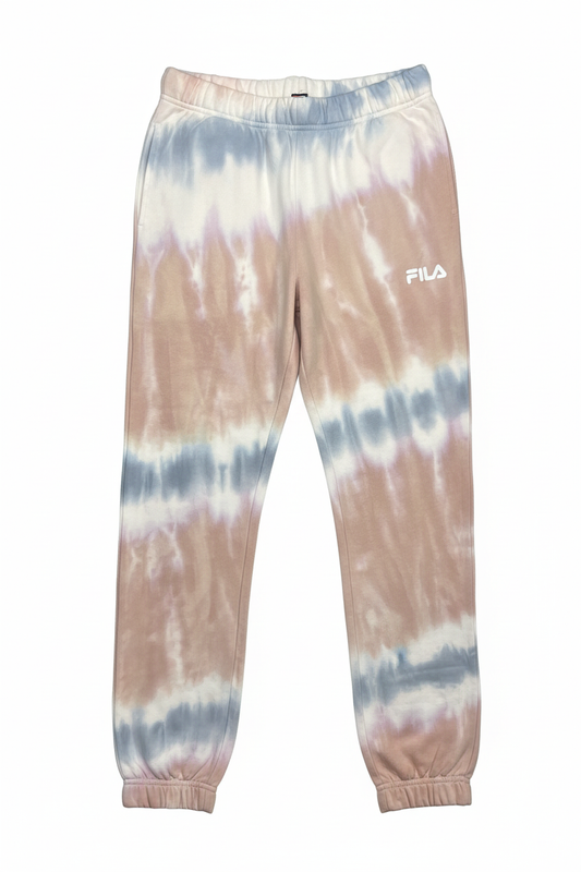 Fila Raleigh beige and blue tie-dye joggers, flat