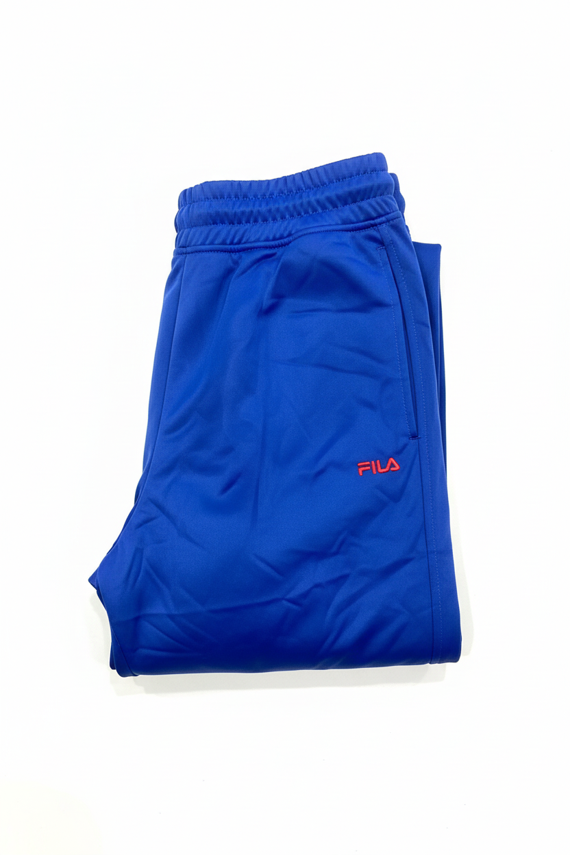 Fila blue track pants, folded