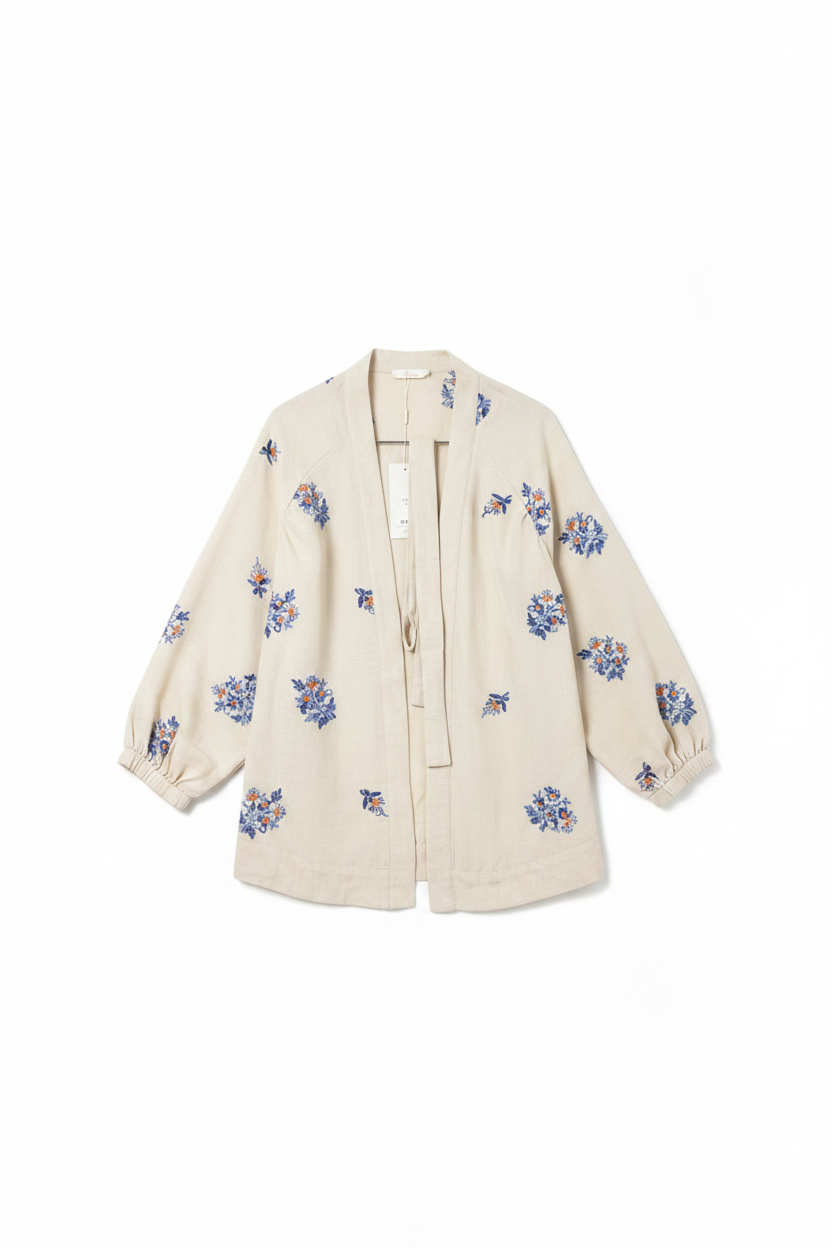 Flat Lay - Cream Floral Kimono