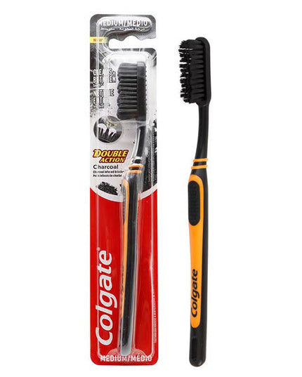 Colgate Double Action Charcoal Medium Toothbrush-Orange