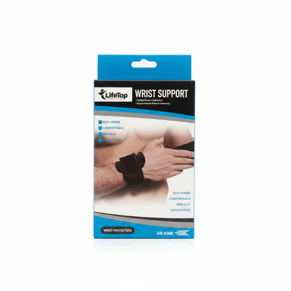 Life Top wrist support blue box packaging, front view