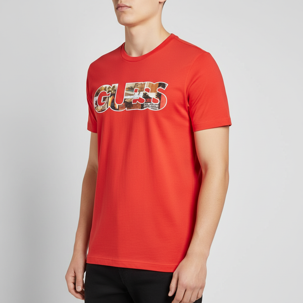 Clearance of Guess T-Shirt – Men's Photoshow T-Shirt – Red