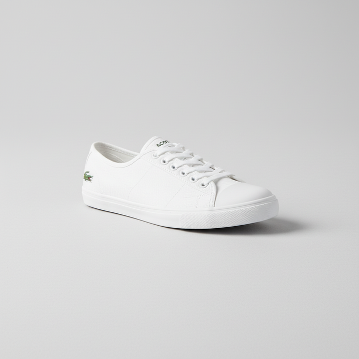 Clearance of Lacoste Sneakers – Women's White Canvas Low-Top Lace-Up