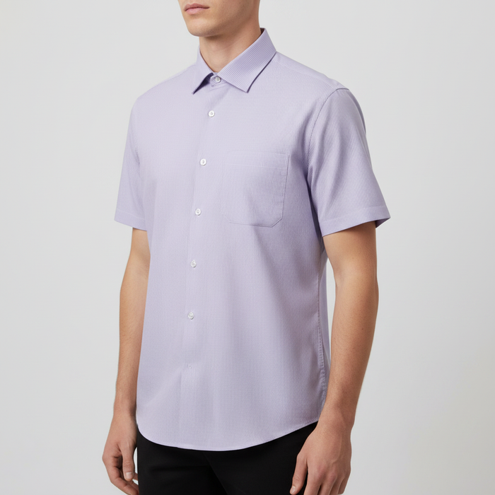Clearance of Par Excellence Shirt – Men's Violet Stripe Half-Sleeve