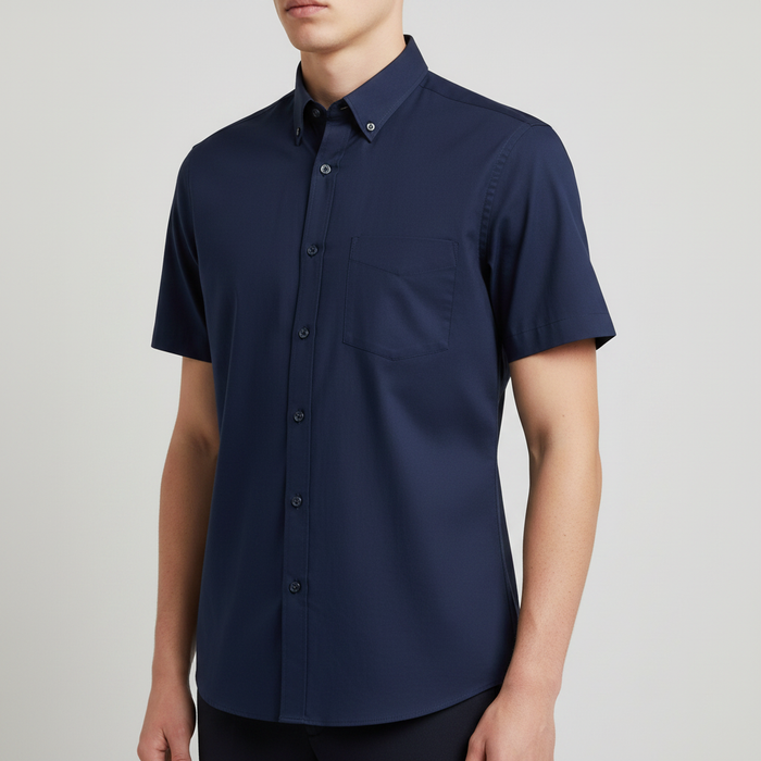 Clearance of Ben Sherman Shorts – Men's Dark Navy Short-Sleeve Oxford