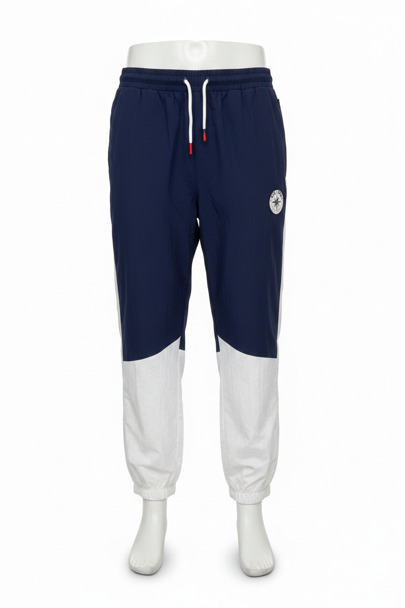 Front View - Navy White Colorblock Joggers