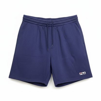 Fila Kylan navy fleece shorts with logo, flat