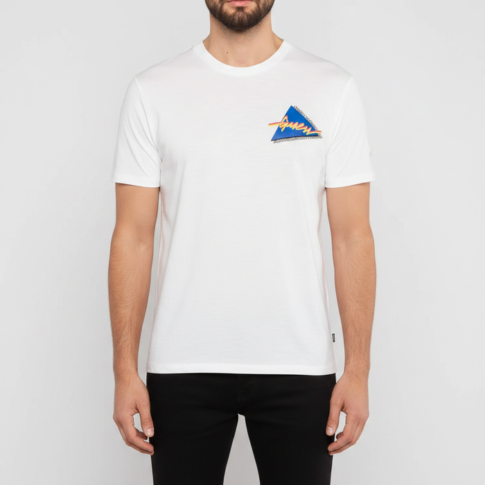 Clearance of Guess T-Shirt – Men's Retro Triangle Logo T-Shirt White