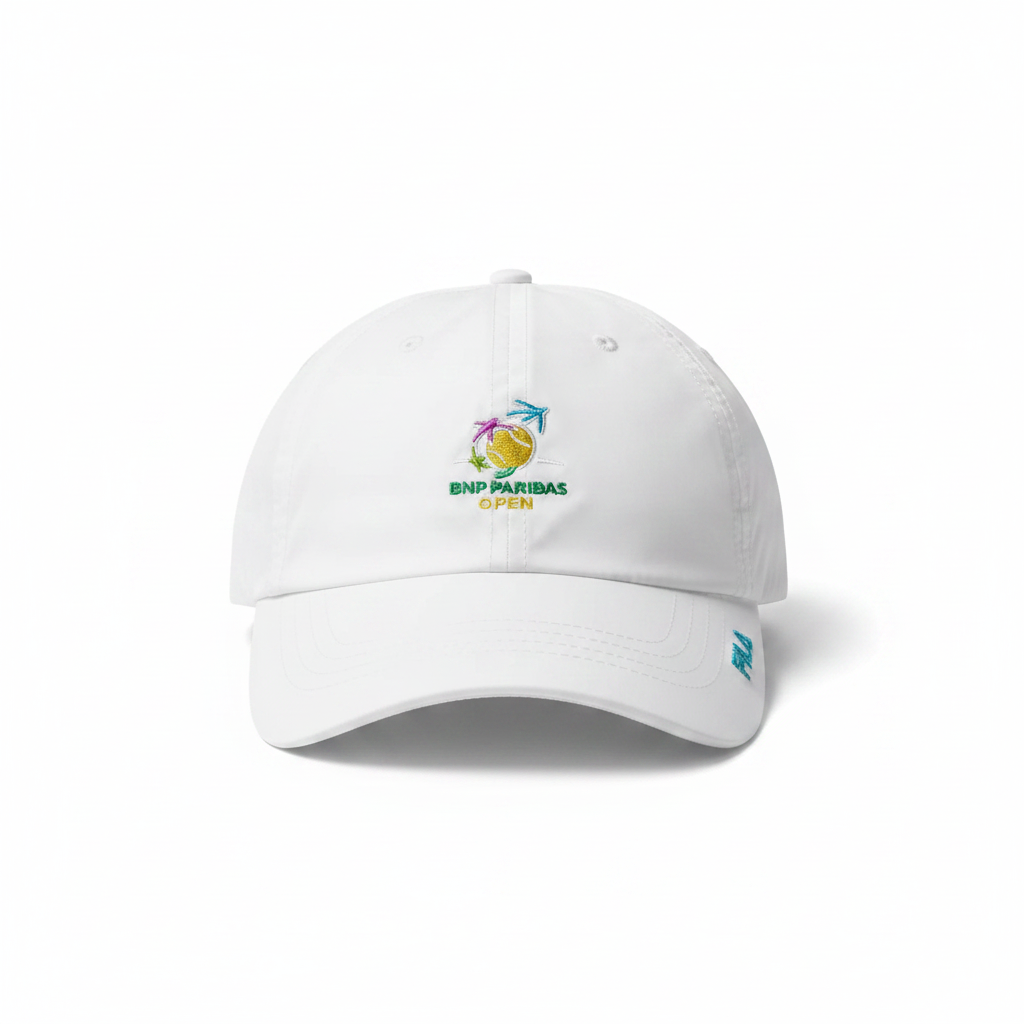 Fila BNP white cap with tournament logo, front