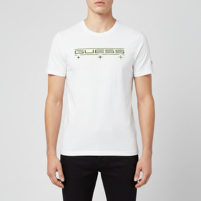 Clearance of Guess T-Shirt – Men's Sparkle Logo T-Shirt White