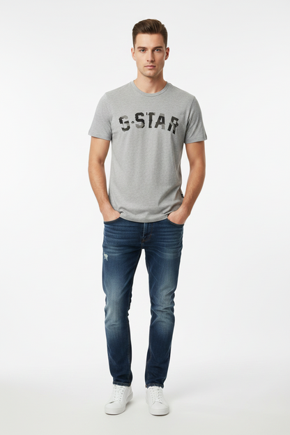 G-Star Raw Collegiate Logo T-Shirt – Grey Marl