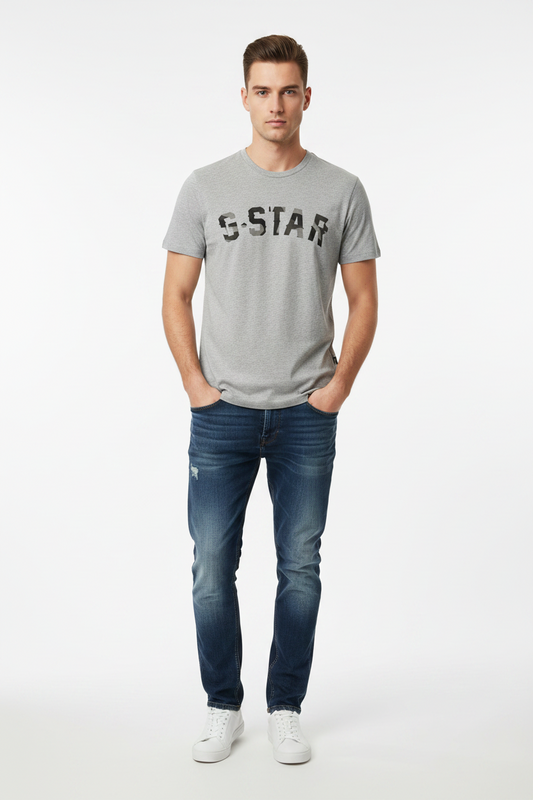 G-Star Raw Collegiate Logo T-Shirt – Grey Marl