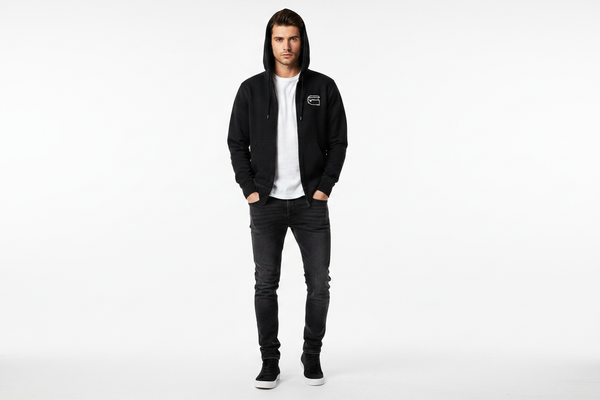 Clearance of G-Star RAW Hoodie – Black Zip Black Sherland Fabric
