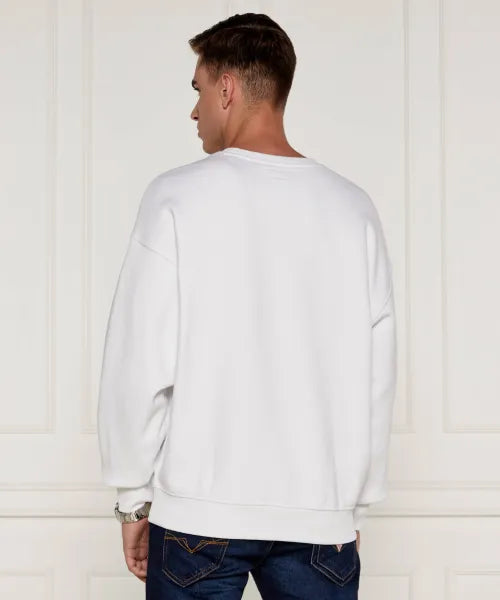 Guess Men'S Classic Triangle Logo Sweatshirt White