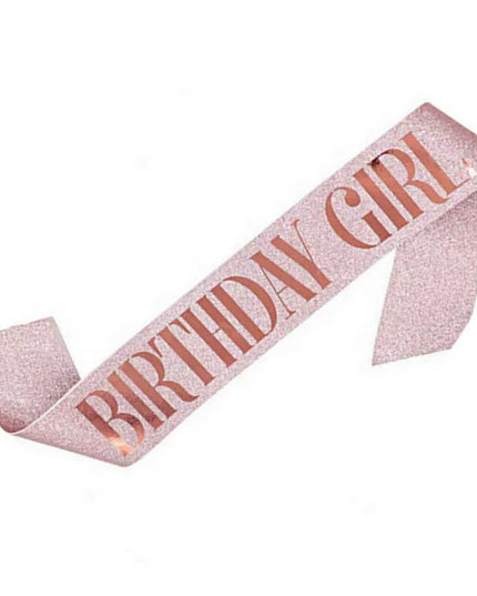 Deluxe Glitter Rose Gold BIRTHDAY GIRL Party Sash - Outfit