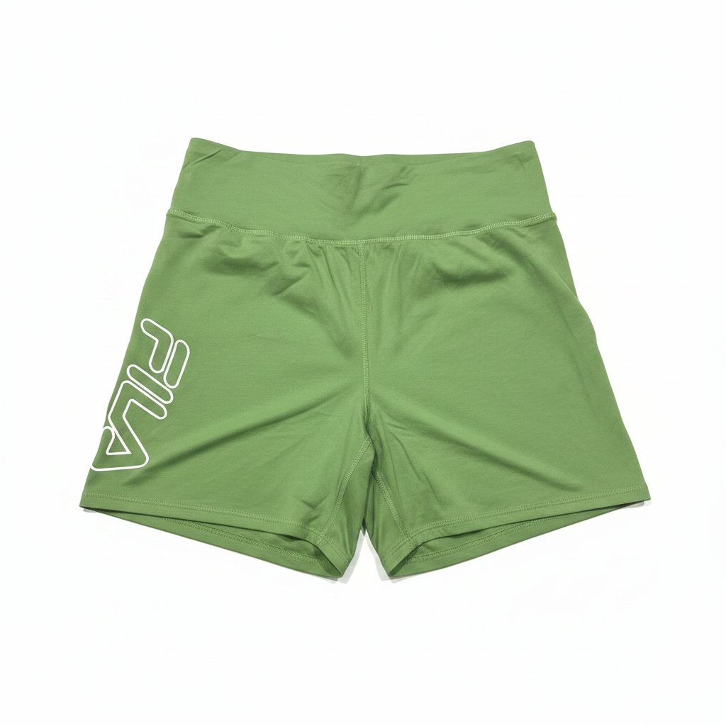 Fila Wish green bike shorts with outline leg logo
