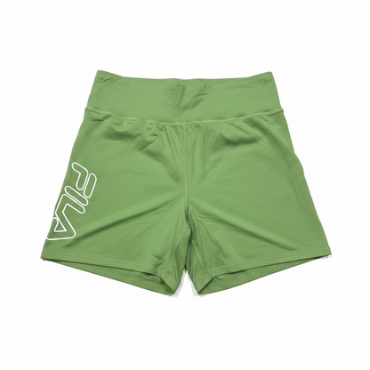 Fila Wish green bike shorts with outline leg logo