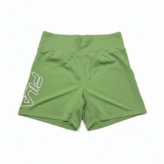 Fila Wish green bike shorts with outline leg logo