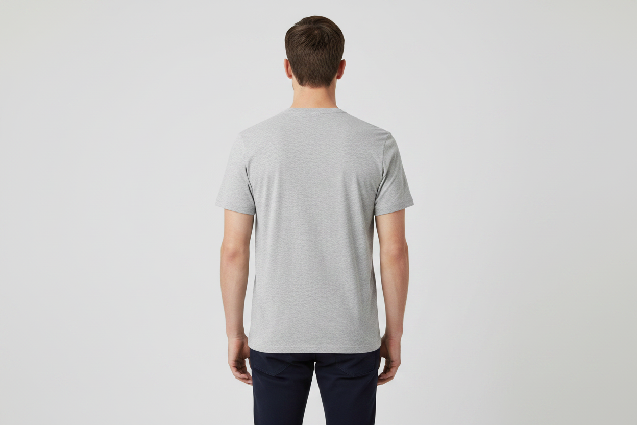 Grey V-Neck Tee — Back