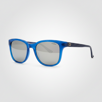 Guess Gu7401 87C Sunglasses – Cobalt Blue Croc / Silver Mirror