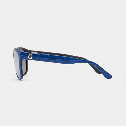 Guess Gu7401 87C Sunglasses – Cobalt Blue Croc / Silver Mirror