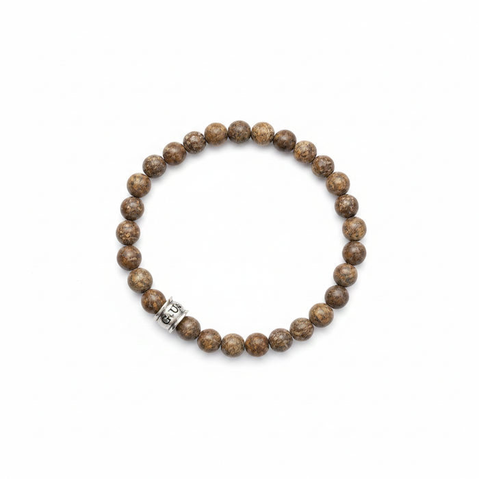 Clearance of Guess Jewellery – Brown Beaded Logo Stretch Bracelet