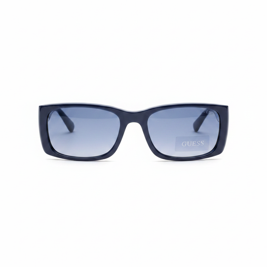 Guess navy rectangular sunglasses with blue gradient lenses, front view