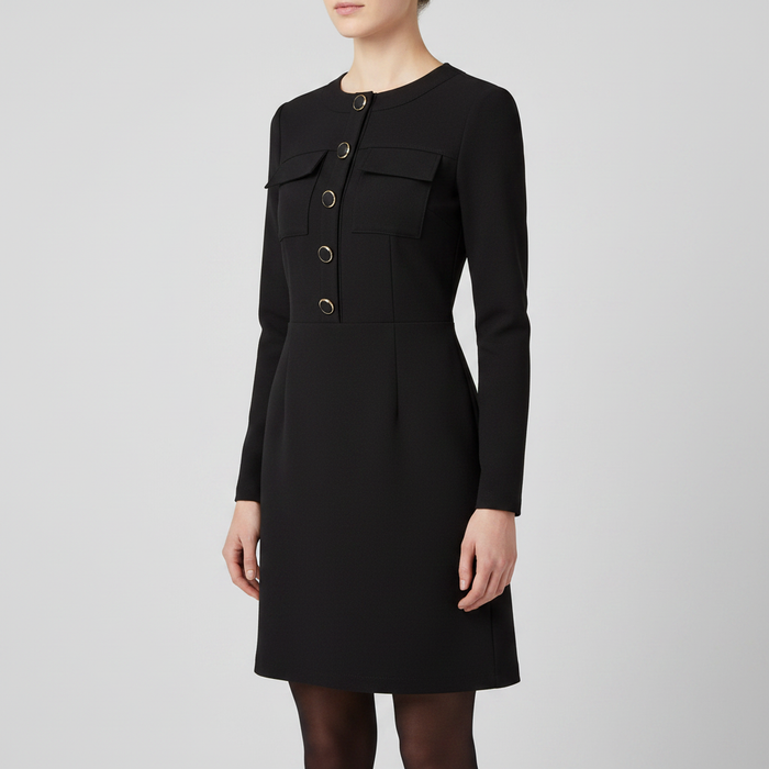 Clearance of Gull-Ay Dress – Women's Black Long-Sleeve Button-Front
