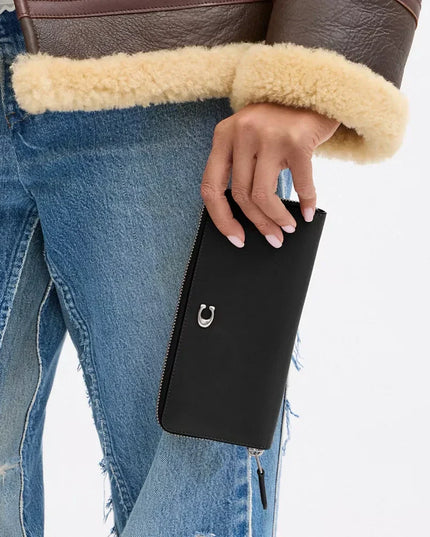 COACH - Slim Basic Wallet with Silver Zip