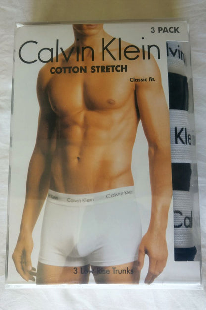 Calvin Klein Men’S Low Rise Trunks 3-Pack Classic Fit, Cotton Stretch Underwear