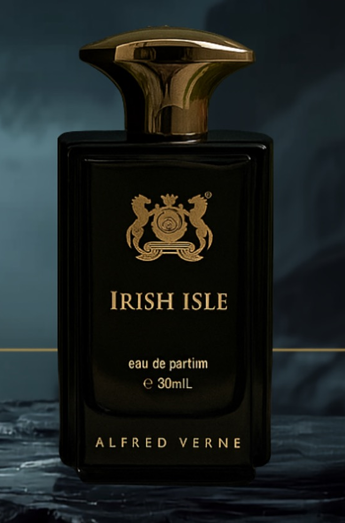Alfred Verne Irish Isle eau de parfum 30ml in black bottle with gold cap and crest