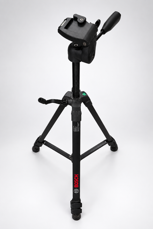 Bosch Professional black tripod stand with pan head, front view