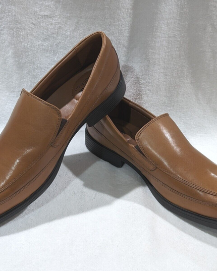 Clarks Men’s Tilden Free Dark Tan Leather Slip-On Dress Loafers