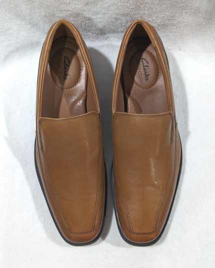Clarks Men’s Tilden Free Dark Tan Leather Slip-On Dress Loafers