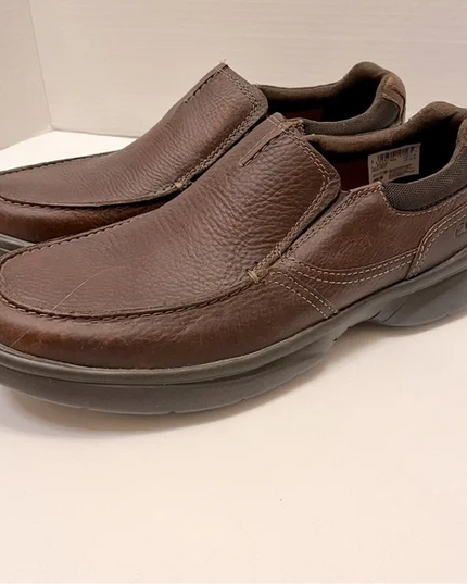 Clarks Bradley Step Men’s Brown Leather Slip-On Shoes Dark