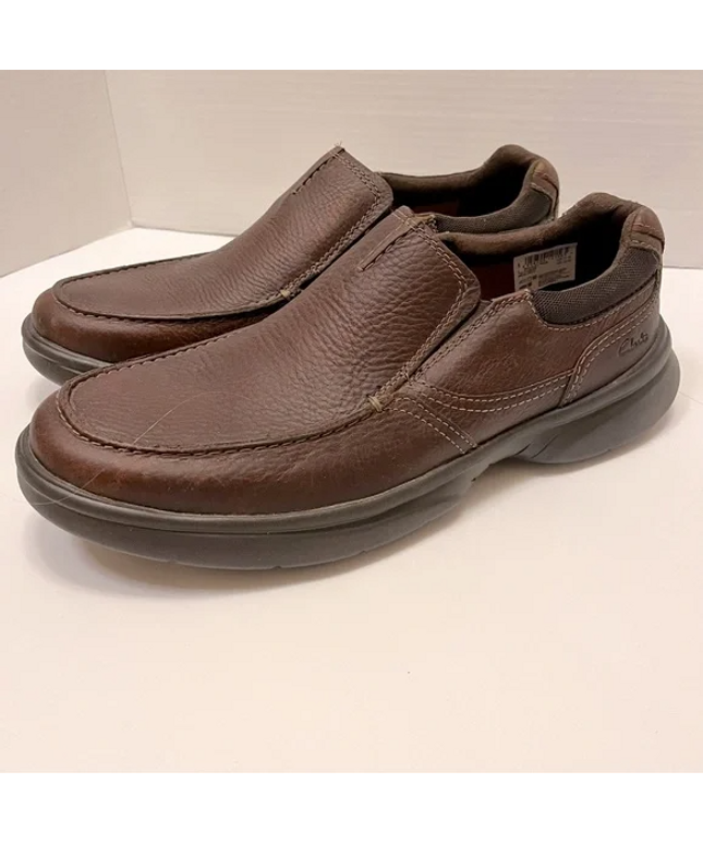 Clarks Bradley Step Men’s Brown Leather Slip-On Shoes Dark
