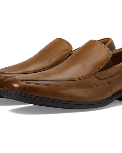 Clarks Men’s Tilden Free Dark Tan Leather Slip-On Dress Loafers