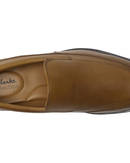 Clarks Men’s Tilden Free Dark Tan Leather Slip-On Dress Loafers