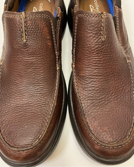 Clarks Bradley Step Men’s Brown Leather Slip-On Shoes Dark