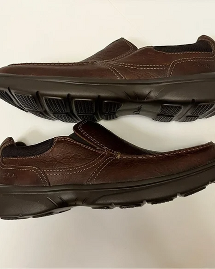 Clarks Bradley Step Men’s Brown Leather Slip-On Shoes Dark