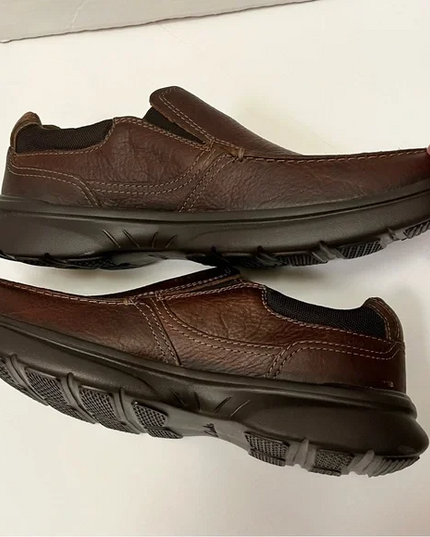 Clarks Bradley Step Men’s Brown Leather Slip-On Shoes Dark