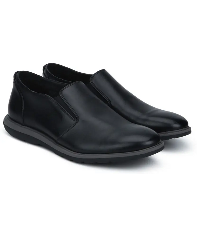 Clarks Glaston Step Men’s Black Leather Slip‑On Shoes – Comfortable Casual Loafers with Durable Grip