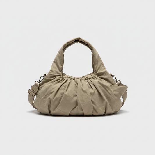 Khaki Ruched Bag – Front Hero