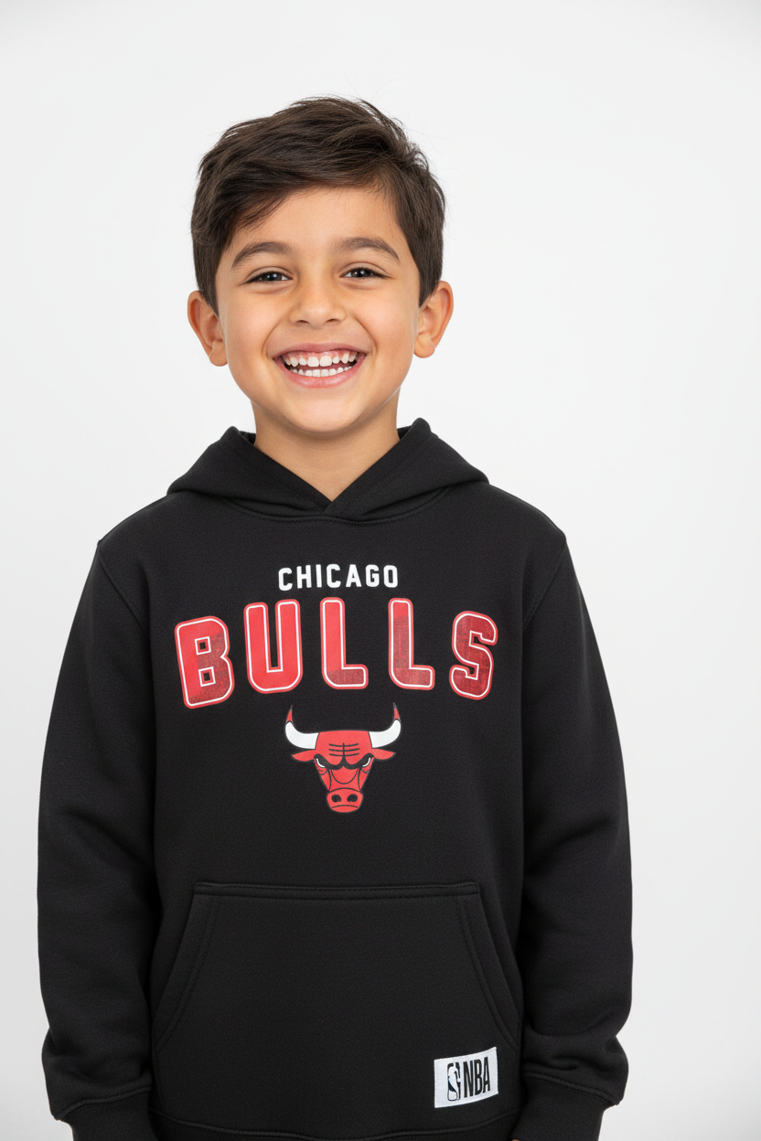 Kid wearing Chicago Bulls Hoodie - Front