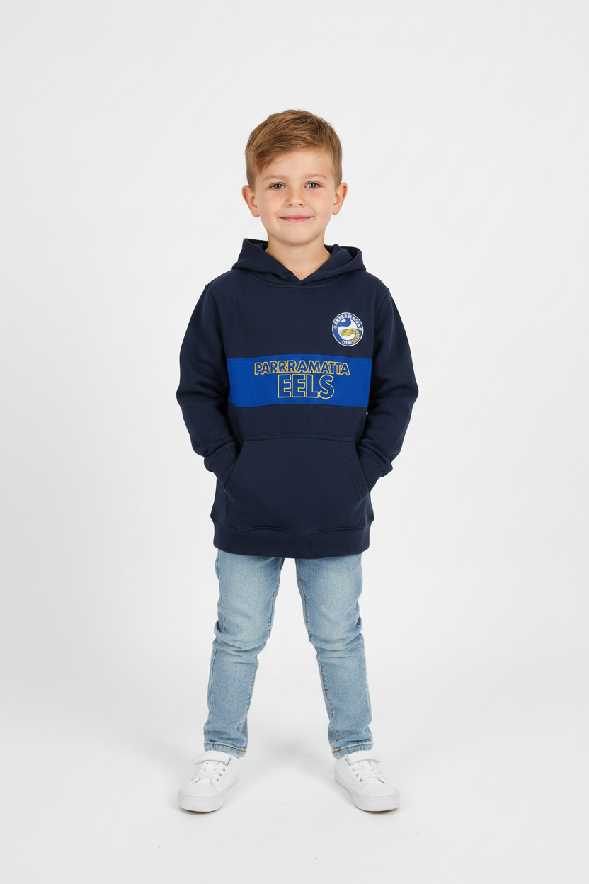Kid wearing Parramatta Eels Hoodie