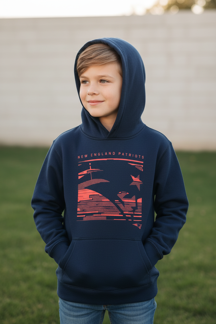 Kid wearing Patriots hoodie