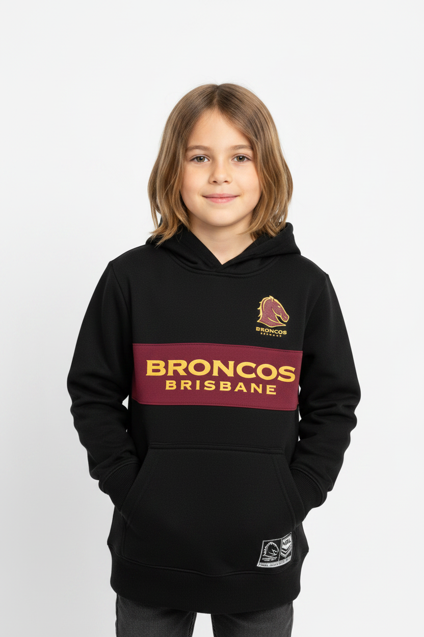 Kid wearing plain black hoodie - Front